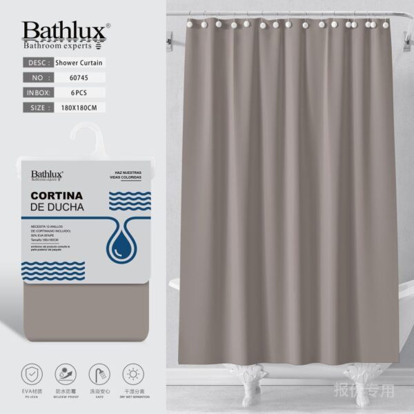 BATHLUX, Perdea De Dus EVA Kaki 180x180 CM, 60745